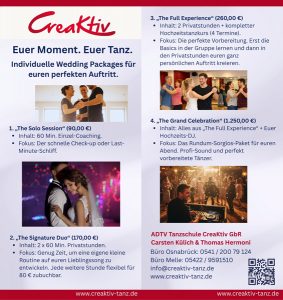 Wedding Dance Packages der ADTV Tanzschule CreaKtiv